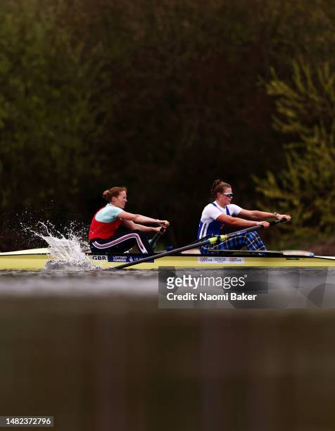 Helen Glover and Rebecca Shorten in action during the time trials during the GB Rowing Trials and Small Boat British Championships at the Redgrave...