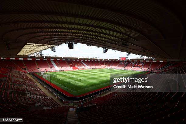 General view ahead of the Premier League match between Southampton FC and Crystal Palace at St. Mary's Stadium on April 15, 2023 in Southampton,...