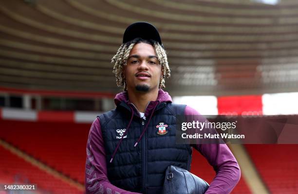 Sekou Mara of Southampton ahead of the Premier League match between Southampton FC and Crystal Palace at St. Mary's Stadium on April 15, 2023 in...