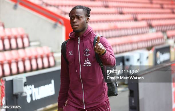 Kamaldeen Sulemana of Southampton ahead of the Premier League match between Southampton FC and Crystal Palace at St. Mary's Stadium on April 15, 2023...