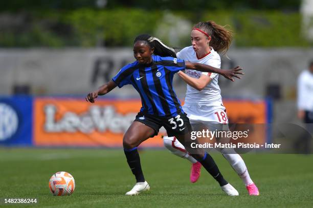 Ajara Nchout of FC Internazionale Women in action during the Women Serie A match between FC Internazionale Women and AS Roma Women at Stadio Breda on...