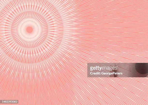 sun with sunbeams abstract background - coral coloured stock illustrations