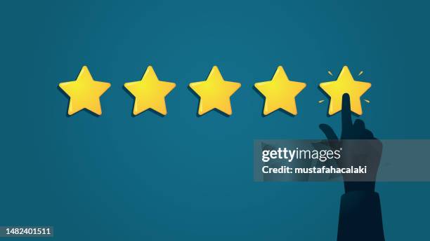 kundenhand silhouette bewertung 5 goldene sterne - finger stock-grafiken, -clipart, -cartoons und -symbole