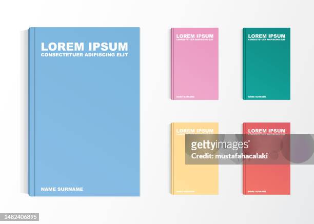 illustrations, cliparts, dessins animés et icônes de conceptions de couverture de livre simples de différentes couleurs - livre à couverture rigide