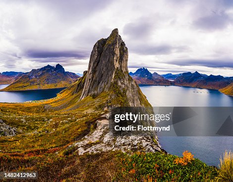 Panorama View From The Ridge Between Mount Hesten Towards Mount Segla ...