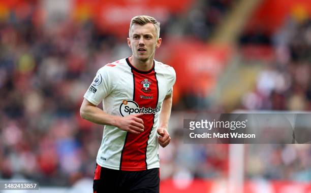 James Ward-Prowse of Southampton during the Premier League match between Southampton FC and Crystal Palace at St. Mary's Stadium on April 15, 2023 in...