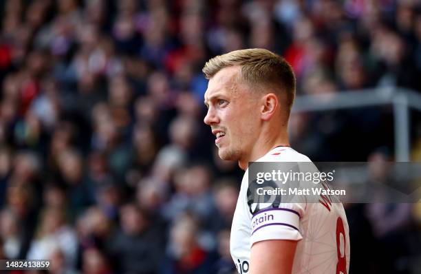 James Ward-Prowse of Southampton during the Premier League match between Southampton FC and Crystal Palace at St. Mary's Stadium on April 15, 2023 in...