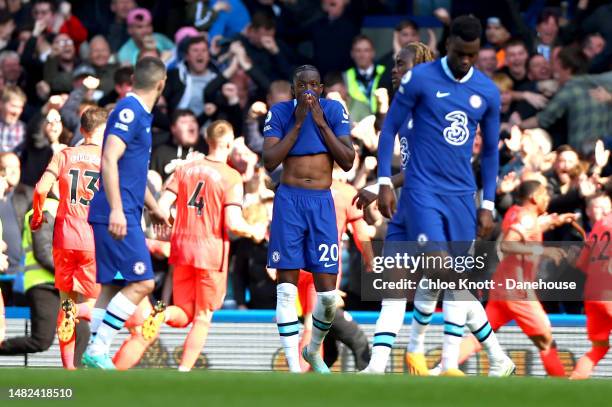 Denis Zakaria of Chelsea FC reacts during the Premier League match between Chelsea FC and Brighton & Hove Albion at Stamford Bridge on April 15, 2023...