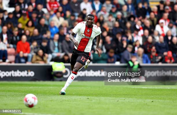 Paul Onuachu of Southampton during the Premier League match between Southampton FC and Crystal Palace at St. Mary's Stadium on April 15, 2023 in...