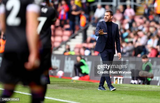 Southampton manager Ruben Selles during the Premier League match between Southampton FC and Crystal Palace at St. Mary's Stadium on April 15, 2023 in...