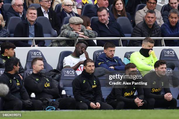 Davinson Sanchez of Tottenham Hotspur reacts after being substituted off during the Premier League match between Tottenham Hotspur and AFC...