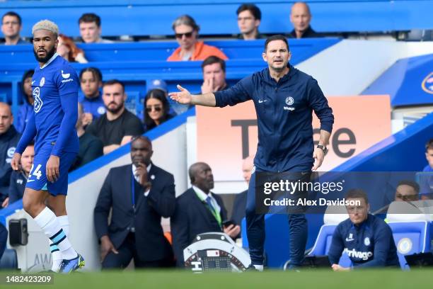 Frank Lampard, Caretaker Manager of Chelsea, reacts during the Premier League match between Chelsea FC and Brighton & Hove Albion at Stamford Bridge...