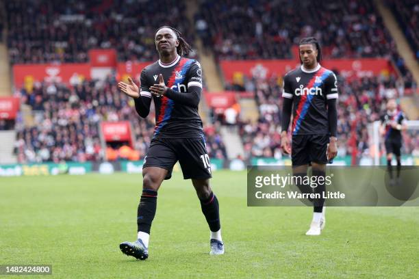 Eberechi Eze of Crystal Palace celebrates after scoring the team's second goal during the Premier League match between Southampton FC and Crystal...