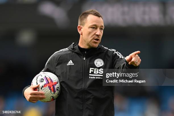 John Terry, Assistant Coach of Leicester City looks on prior to the Premier League match between Manchester City and Leicester City at Etihad Stadium...