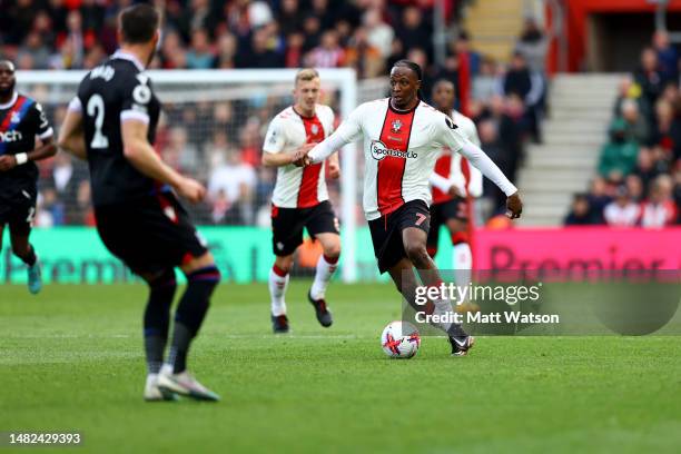 Joe Aribo of Southampton during the Premier League match between Southampton FC and Crystal Palace at St. Mary's Stadium on April 15, 2023 in...