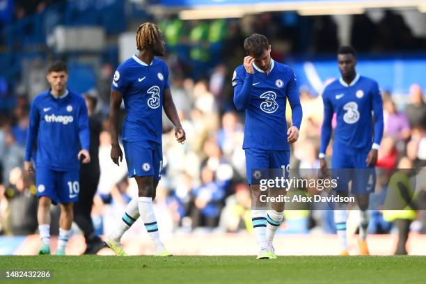 Mason Mount of Chelsea reacts after the team's defeat during the Premier League match between Chelsea FC and Brighton & Hove Albion at Stamford...