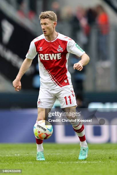 Florian Kainz of Köln runs with the ball during the Bundesliga match between 1. FC Köln and 1. FSV Mainz 05 at RheinEnergieStadion on April 15, 2023...