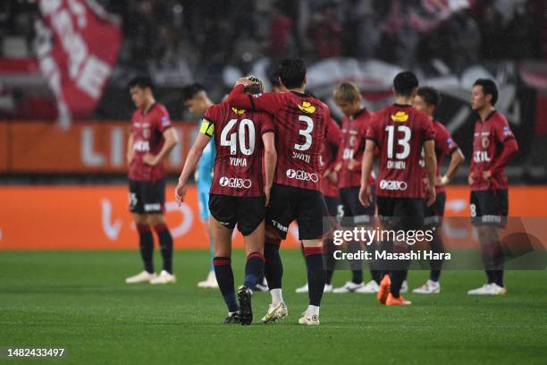 Players of Kashima Antlers looks on after the J.LEAGUE Meiji Yasuda J1 8th Sec. Match between Kashima Antlers and Vissel Kobe at Kashima Soccer...