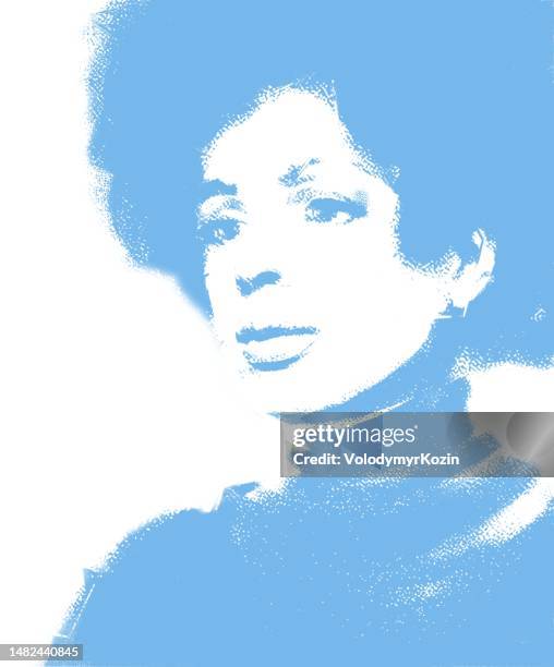 portrait of a black woman with thick black hair in retro style - traditional ethiopian models women stock illustrations