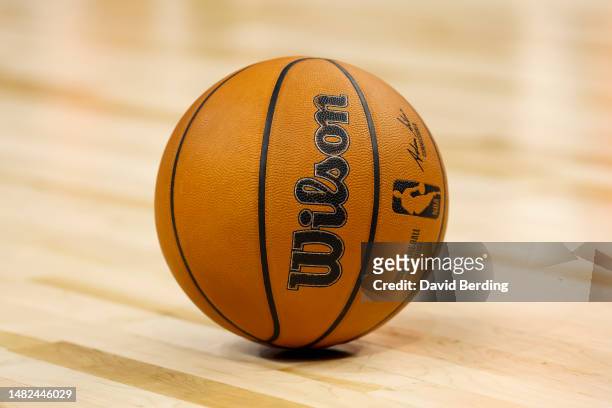 View of the Wilson game ball in the third quarter of the NBA Play-In game between the Oklahoma City Thunder and Minnesota Timberwolves at Target...