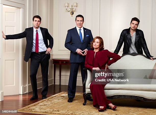 Season: 2012 -- Pictured: James Wolk as Doug Hammond, Ciaran Hinds as Bud Hammond, Sigourney Weaver as Elaine Barrish, Sebastian Stan as TJ Hammond --