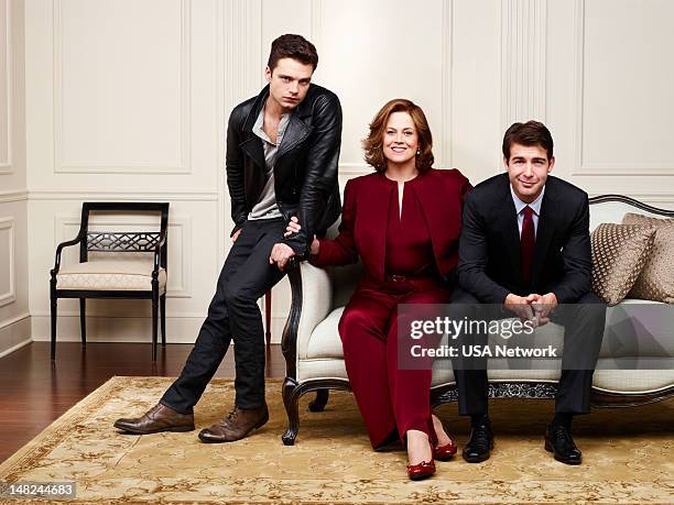 Season: 2012 -- Pictured: Sebastian Stan as TJ Hammond, Sigourney Weaver as Elaine Barrish, James Wolk as Doug Hammond --