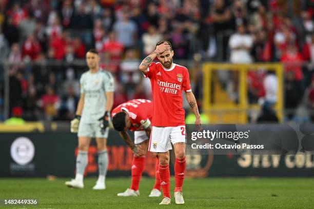 Rafa Silva of SL Benfica reacts during the Liga Portugal Bwin match between GD Chaves and SL Benfica at Estadio Municipal Engenheiro Manuel Branco...