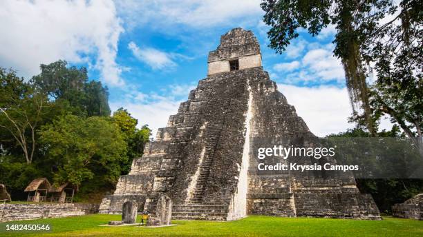 temple of the great jaguar, a mayan pyramid in the rainforest of tikal, guatemala - tikal stock pictures, royalty-free photos & images