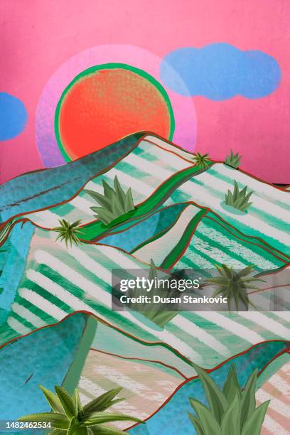 mountain landscape - modern art stock illustrations