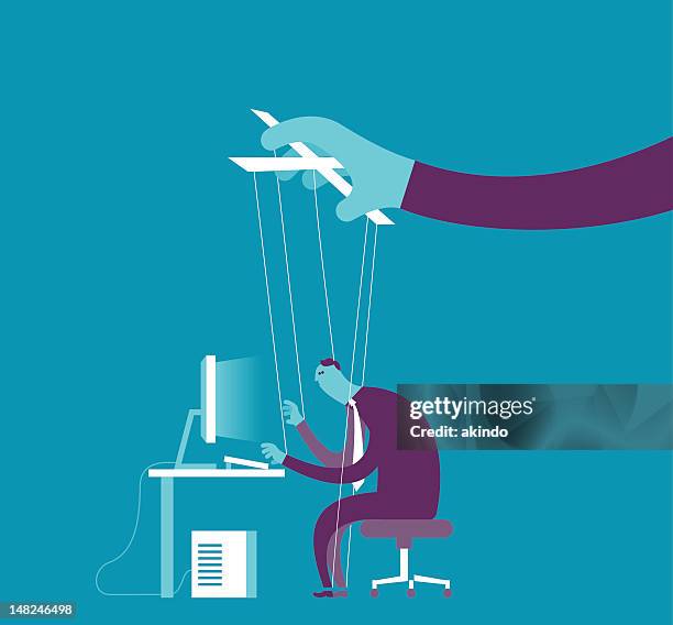 kontrolle business-puppentheater-figur konzept - marionette stock-grafiken, -clipart, -cartoons und -symbole