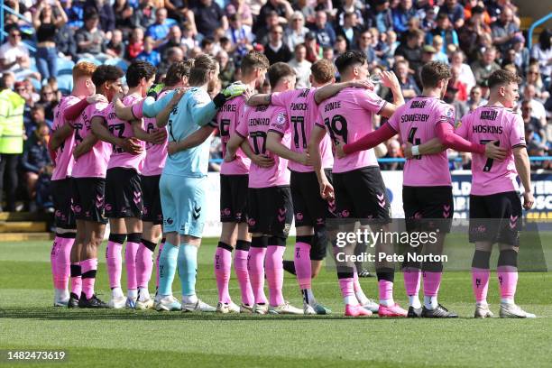 Northampton Town players line up prior to the Sky Bet League Two between Carlisle United and Northampton Town at Brunton Park on April 15, 2023 in...