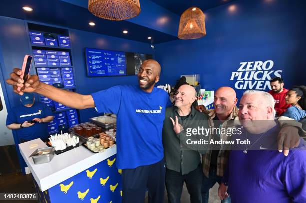 John Salley attends the Mother Plucker grand opening with TiNDLE at Mother Plucker on April 15, 2023 in Los Angeles, California.
