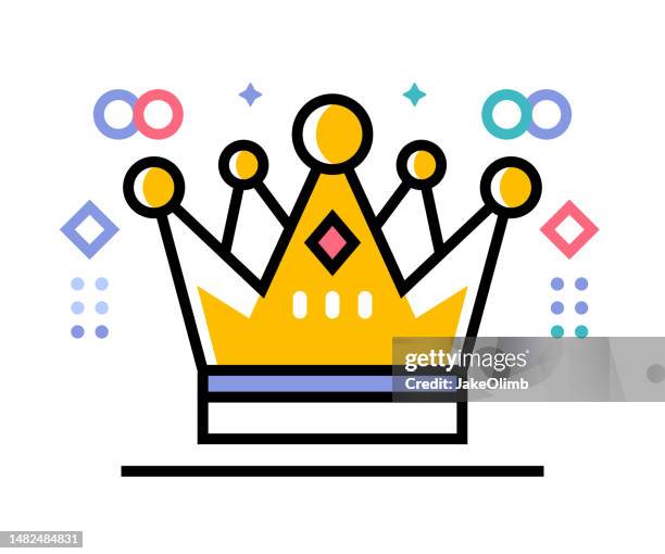 crown icon line art 2 - throne stock illustrations