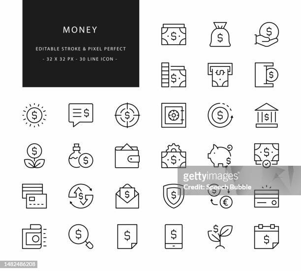 money line icons. editable stroke. pixel perfect. - mobile payment stock illustrations