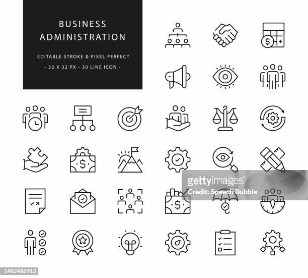 business administration line icons. editable stroke. pixel perfect. - administrator stock illustrations