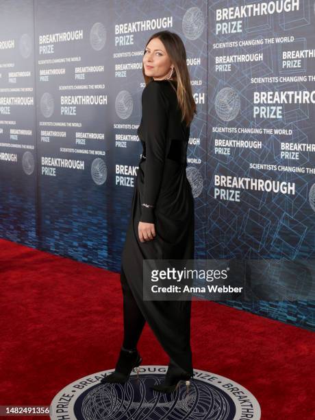 Maria Sharapova arrives at the Ninth Breakthrough Prize Ceremony at Academy Museum of Motion Pictures on April 15, 2023 in Los Angeles, California.