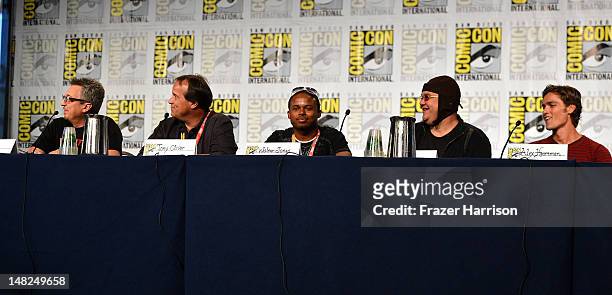 Elie Dekel, voice actor Tony Oliver, actors Walter Young, Paul Schrier and Alex Heartman attend Power Rangers: 20 Years and Beyond during Comic-Con...