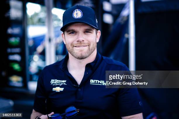 Conor Daly signs autographs at the 2023 Acura Grand Prix Of Long Beach on April 14, 2023 in Long Beach, California.