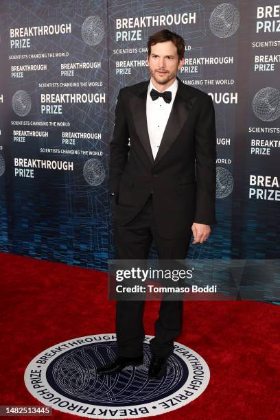 Ashton Kutcher arrives at the Ninth Breakthrough Prize Ceremony at Academy Museum of Motion Pictures on April 15, 2023 in Los Angeles, California.
