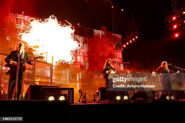 Phoebe Bridgers, Julien Baker, and Lucy Dacus of Boygenius perform at the Outdoor Theatre during the 2023 Coachella Valley Music and Arts Festival on...