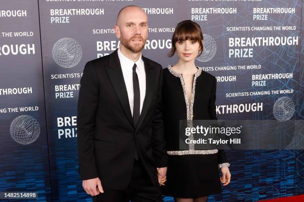 Charlie McDowell and Lily Collins attend the 9th annual Breakthrough Prize ceremony at Academy Museum of Motion Pictures on April 15, 2023 in Los...