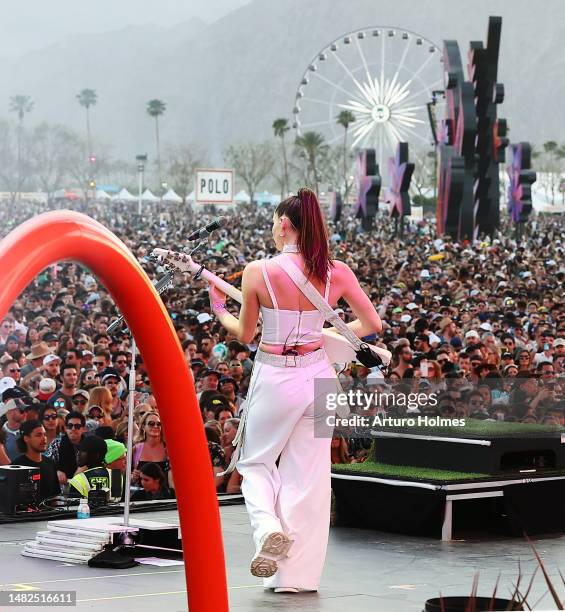 Sophie Hawley-Weld of SOFI TUKKER performs at the Outdoor Theatre during the 2023 Coachella Valley Music and Arts Festival on April 15, 2023 in...