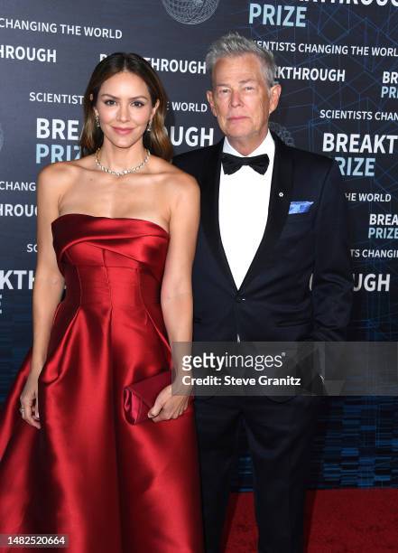 David Foster and Katharine McPhee arrives at the 9th Annual Breakthrough Prize Ceremony at Academy Museum of Motion Pictures on April 15, 2023 in Los...