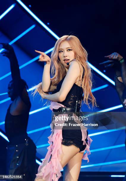 Rosé of BLACKPINK performs at the Coachella Stage during the 2023 Coachella Valley Music and Arts Festival on April 15, 2023 in Indio, California.