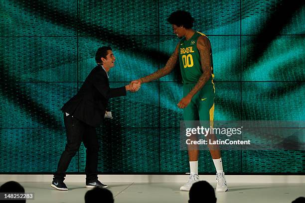 Lucas Bebê of Brazil's athletics team during the presentation of the official Brazilian uniforms for the 2012 Olympic Games by Nike and the Brazilian...