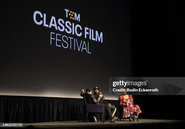 Michael Allin, RZA, and TCM host Jacqueline Stewart speak onstage at the screening for “Enter the Dragon” during the 2023 TCM Classic Film Festival...