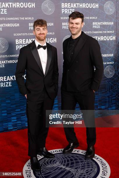 Alex Pall and Andrew Taggart attend the 9th annual Breakthrough Prize ceremony at Academy Museum of Motion Pictures on April 15, 2023 in Los Angeles,...