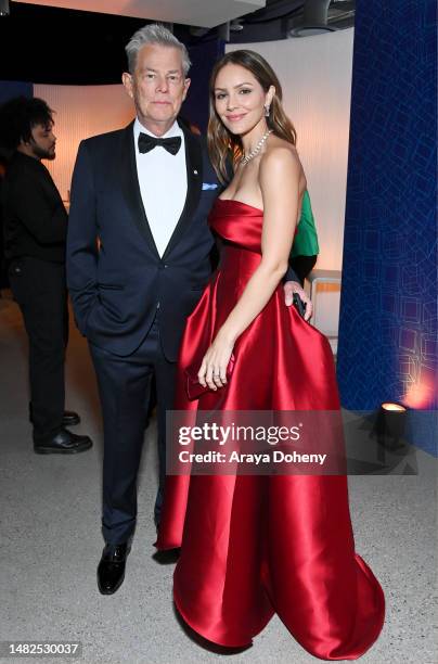 David Foster and Katharine McPhee attend the Ninth Breakthrough Prize Ceremony at Academy Museum of Motion Pictures on April 15, 2023 in Los Angeles,...