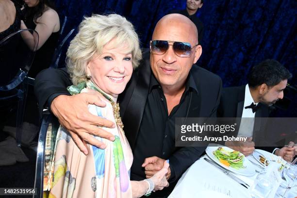 Elaine Wynn and Vin Diesel attend the Ninth Breakthrough Prize Ceremony at Academy Museum of Motion Pictures on April 15, 2023 in Los Angeles,...