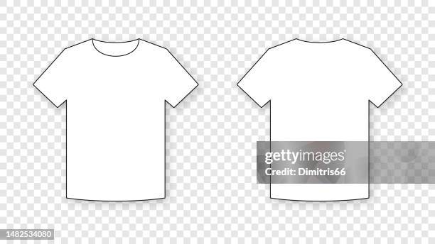 t-shirt-umriss. vorder- und rückansicht auf transparentem hintergrund. - t shirt stock-grafiken, -clipart, -cartoons und -symbole